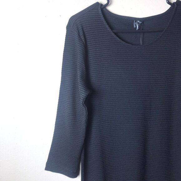 ST. STUDIO Women's Black  Straight  Jersey Ribbed 3/4 Sleeves Dress Size L - Picture 4 of 10